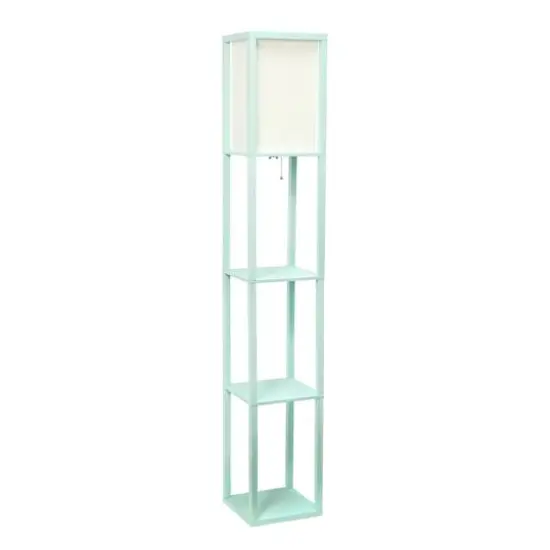 Lalia Home 5ft. Column Shelf Floor Lamp with Linen Shade Aqua {1}