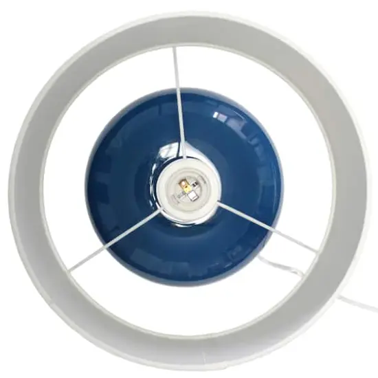 Lalia Home 15.25" Ovaloid Glass Table Lamp with White Shade Blue {11}