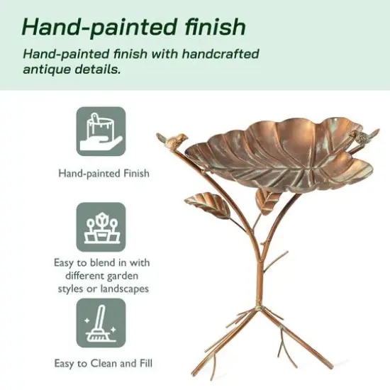 Glitzhome® 19.5" Multi-Functional Faux Copper Patina Finish Bird Feeder {6}