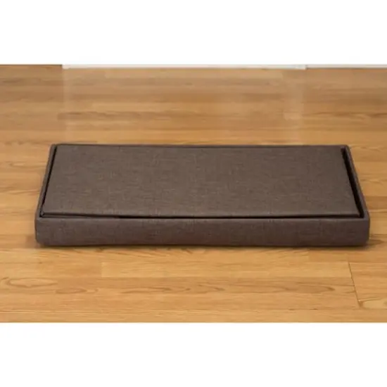 Simplify 30" Faux Linen Double Folding Storage Ottoman Espresso {11}