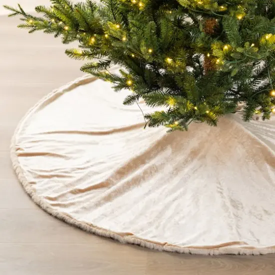 Glitzhome&reg; 60"D Reversible Twisted Faux Marten Fur Christmas Tree Skirt {6}