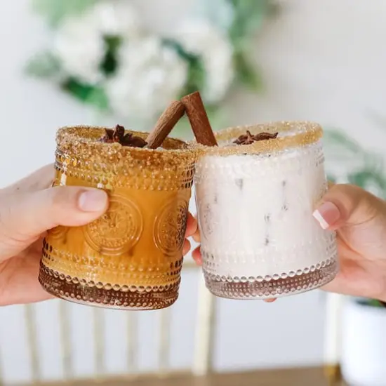 Kate Aspen&reg; 10oz. Hobnail Beaded Floral Amber Drinking Glasses, 6ct. {5}