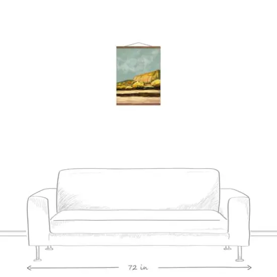 Golden Mountain Landscape Teak Hanging Canvas {4}