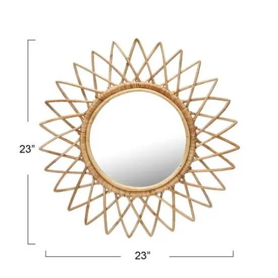 Hello Honey&reg; Natural Round Cane Sunburst Wall Mirror {6}