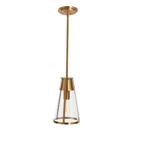 Hello Honey&reg; Robert Stevenson Lighting Jaxon Metal & Seedy Glass Ceiling Light Brushed Gold {10}