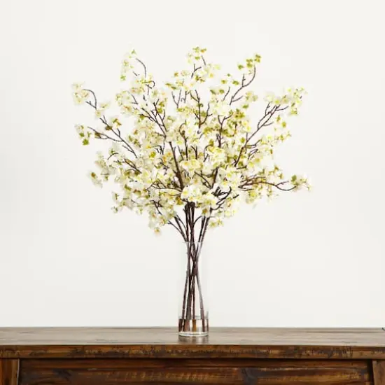 2.5ft. Artificial Cherry Blossom Arrangement in Cylinder Glass Vase {4}