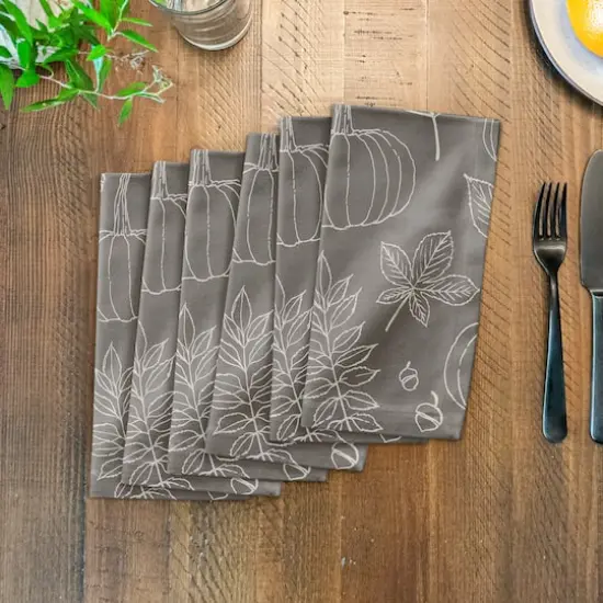 Gray Fall Pattern Cotton Twill Napkin {4}