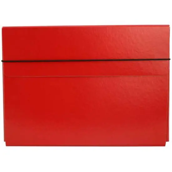 JAM Paper Strong Thin Portfolio Carrying Case with Elastic Band Closure Red {1}