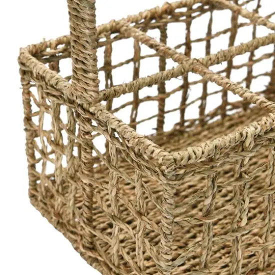 Hello Honey&reg; Natural Handwoven Seagrass 6 Section Caddy with Handle {7}