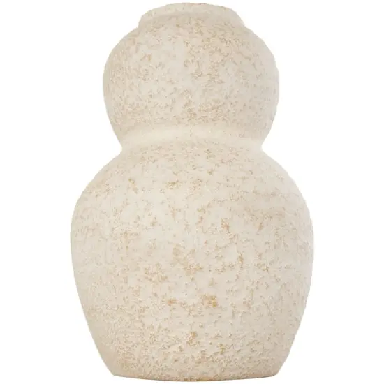 12" Cream Ceramic Hourglass Textured Vase {4}
