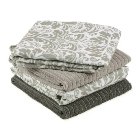 Gray Damask Microfiber Dishtowel, 4ct. {5}