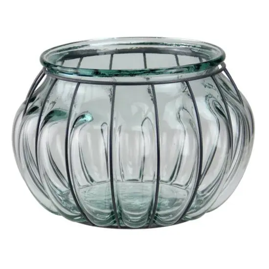 10.25" Tea Garden Transparent Spanish Glass Candle Holder {1}