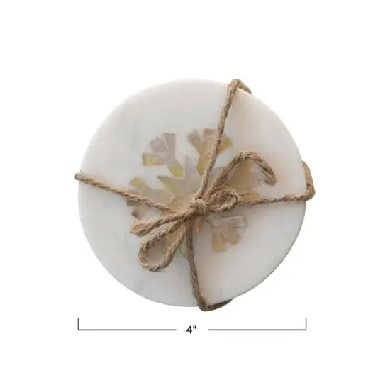 Hello Honey&reg; Marble Coasters with Mother of Pearl Snowflake Inlay, 4ct. {5}