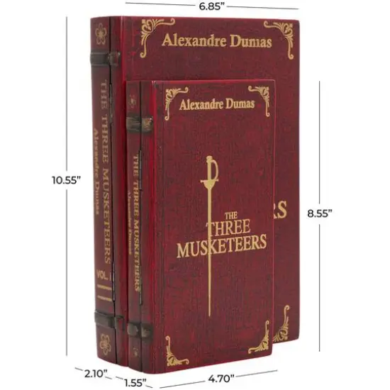 Red The Three Musketeers Storage Faux Book Box Set {13}