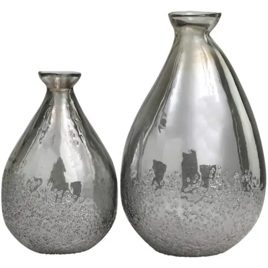 Gray Glass Textured Teardrop Vase Set {5}