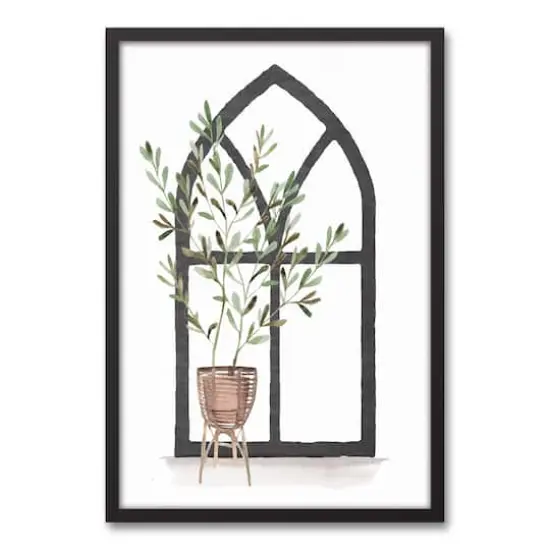 Plant with Arch 20" x 30" Black Framed Canvas - Set of 2 {3}