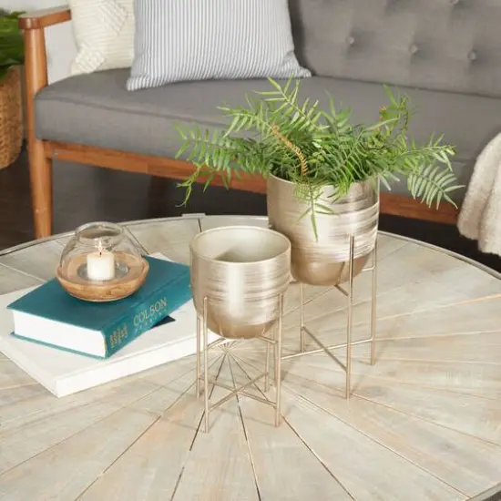 Silver Modern Planter, Set of 2" 6", 5" {8}