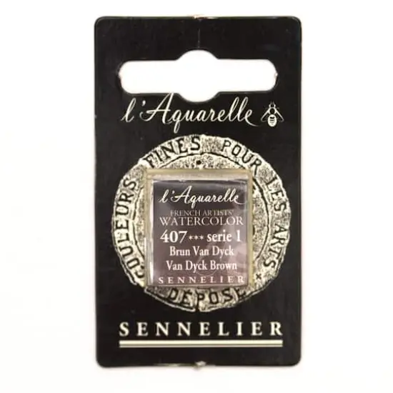 Sennelier French Artists' Watercolor Paint, Half Pan 407 Van Dyck Brown {1}