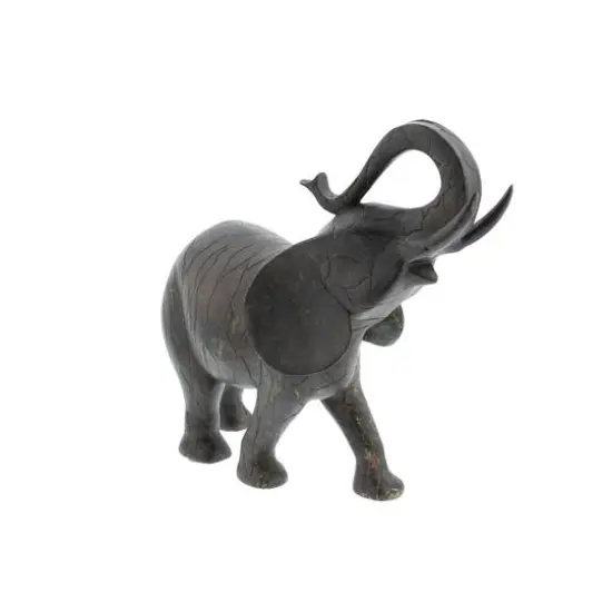 12" Gray Eclectic Elephant Sculpture {4}