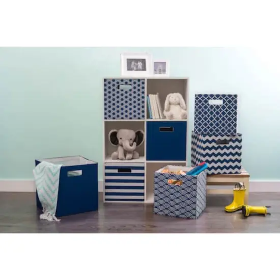 DII&reg; 11" Polyester Lattice Storage Cube Nautical Blue {6}