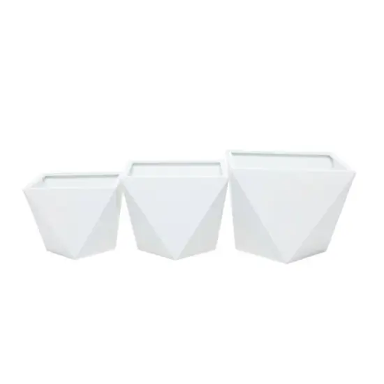 White Modern Planter, Set of 3" 18", 16", 15" {7}