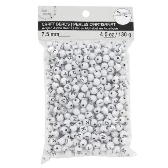 Alphabet Acrylic Round Craft Beads by Bead Landing&trade;, 7.5mm {5}