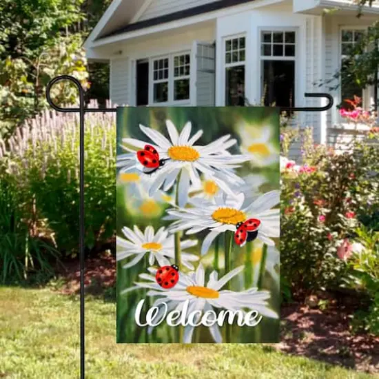 Welcome Ladybug & Daisy Outdoor Garden Flag {4}