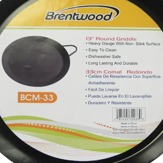 Brentwood 13" Carbon Steel Nonstick Round Comal Griddle {4}