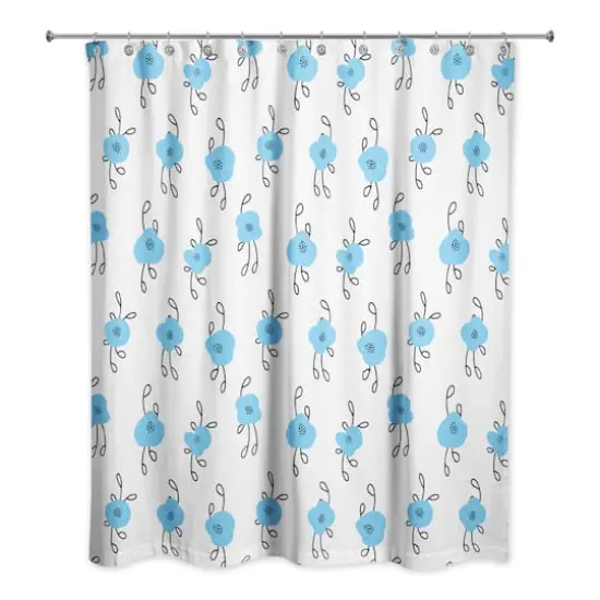 Blue Blooms 71" x 74" Shower Curtain {1}