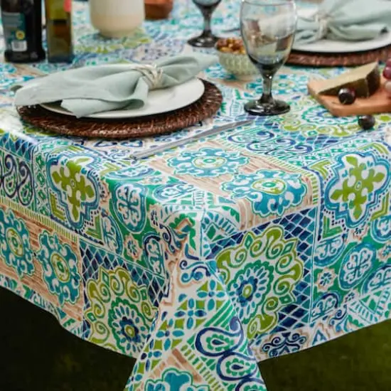 Spanish Tile Vinyl Tablecloth 70" Round {5}