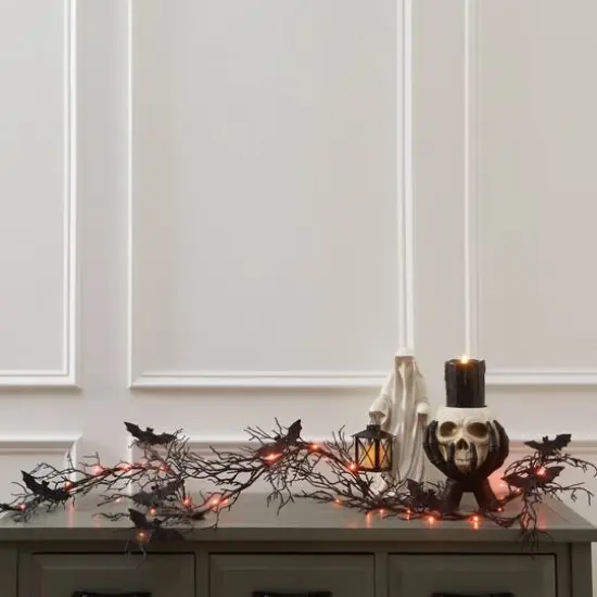 6ft. Orange LED Lighted Branch String Lights with Bats by Ashland® {3}