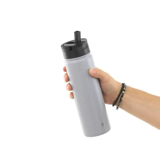 JoyJolt&reg; 22oz. Triple Insulated Water Bottle with Flip Lid & Sport Straw Lid Gray {8}