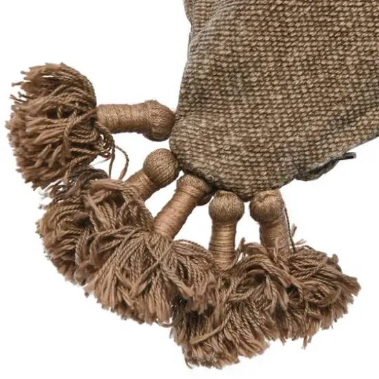 Hello Honey® Brown Square Canvas Pillow Cover with Tassels {5}