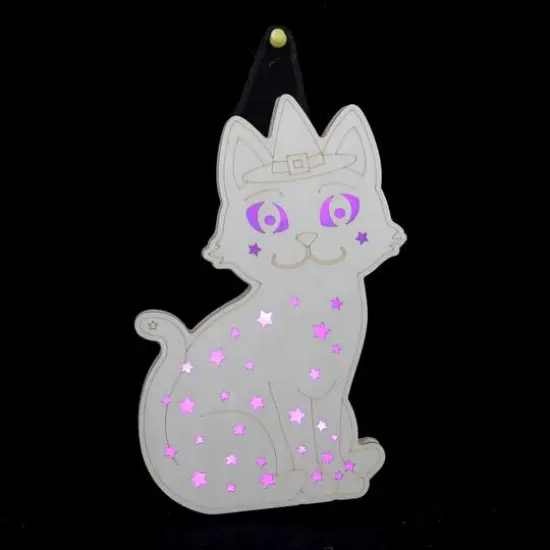 8.5" Witch Cat DIY LED Plywood D&eacute;cor by Make Market&reg; {3}