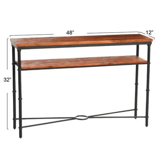 Hello Honey® 48" Saratoga Rustic Wood & Metal Console Table Warm Walnut {8}