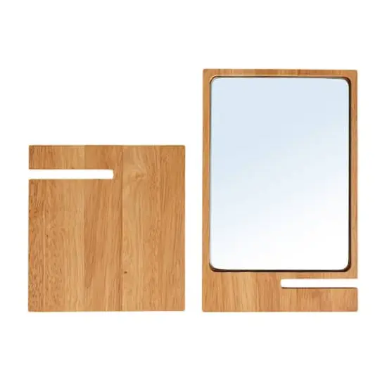 Hello Honey&reg; 9.75" Natural Rubberwood Reflections Desk Mirror {4}