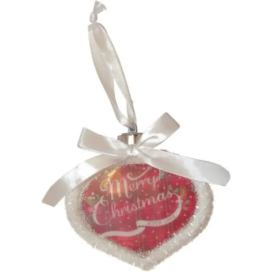 4.5" Glitter White & Red LED Lighted 'Merry Christmas' with Love Ornament {1}