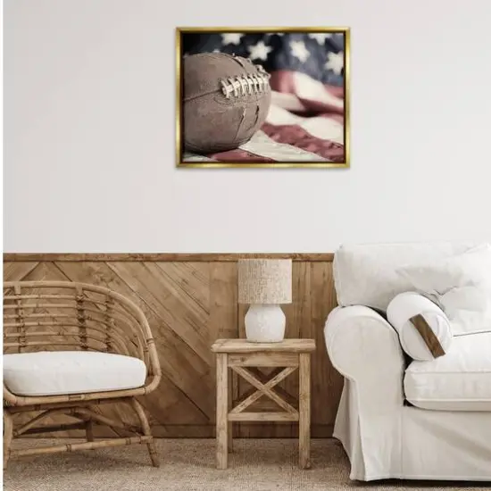 Stupell Industries Football & American Flag Floater Framed Art Gold {3}