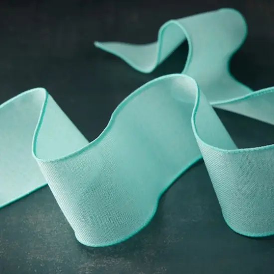 2.5" x 25ft. Faux Linen Wired Ribbon by Celebrate It&trade; D&eacute;cor Turquoise {5}