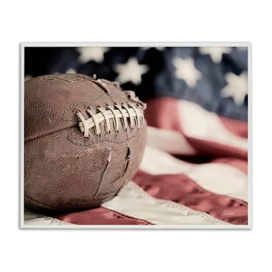 Stupell Industries Football & American Flag Framed Giclee Art White {1}