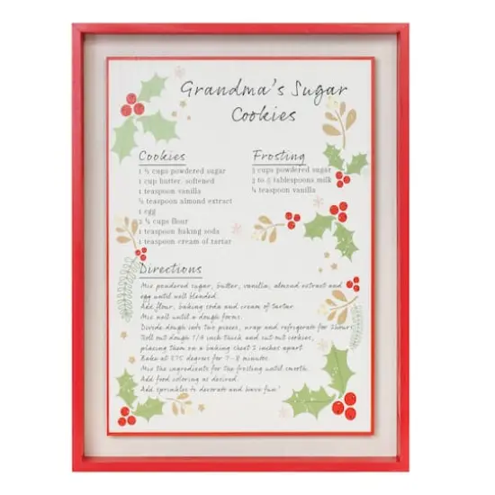 16.5" Framed Grandma's Sugar Cookie Recipe Plaque {1}