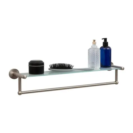 Organize It All Satin Nickel Glass Shelf & Towel Bar  {8}
