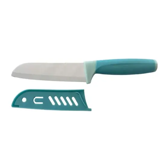 Farberware 5" Aqua Ceramic Santoku Knife with Sheath {1}