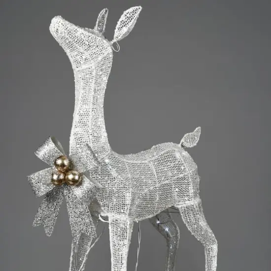36" Pre-Lit Glittered Fawn {6}
