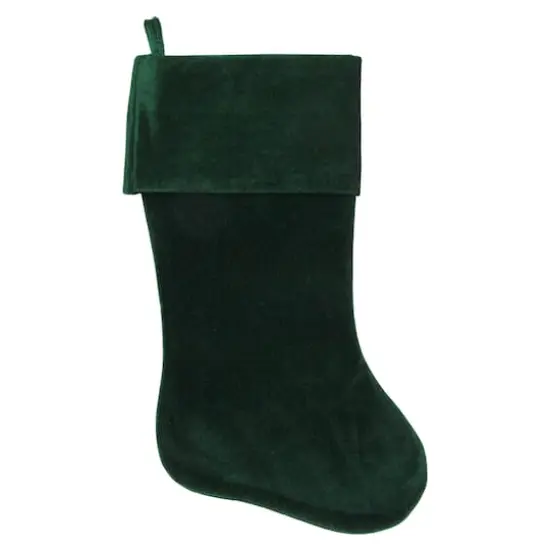 19" Traditional Velvet Christmas Stocking, Green {4}