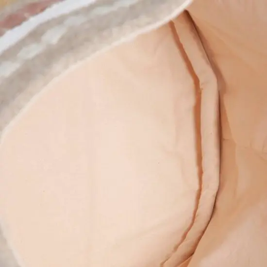 Hello Honey&reg; 16" White, Brown & Pink Striped Round Woven Fabric Basket {6}