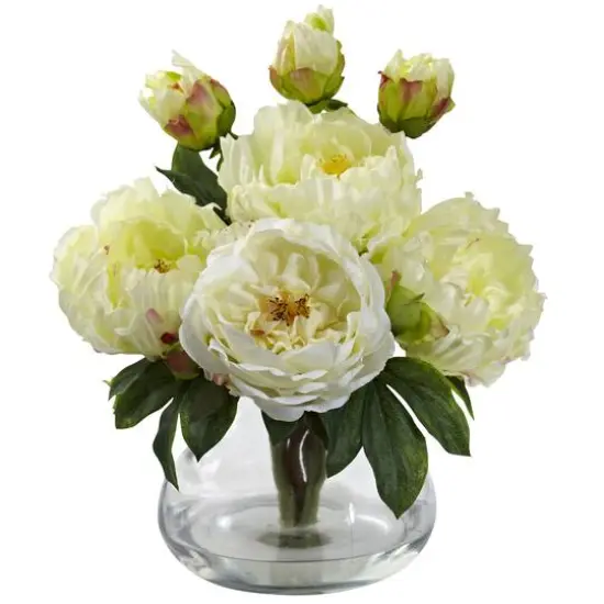 14.5" Peony & Rose Arrangement in Vase {1}