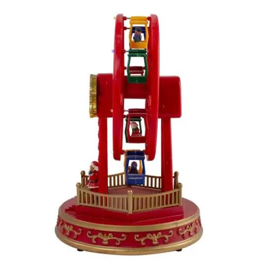 11" Red & Gold LED Musical Rotating Christmas Ferris Wheel {5}
