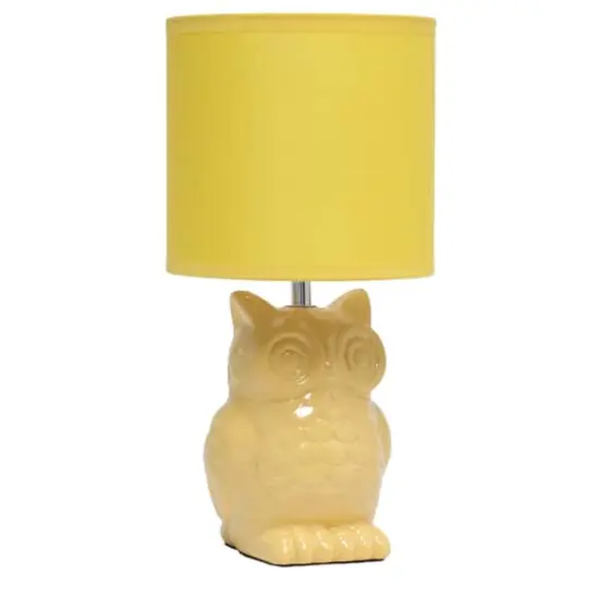 Simple Designs 13" Ceramic Owl Table Lamp Dandelion Yellow {1}