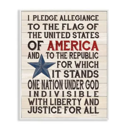 Stupell Industries Pledge of Allegiance Patriotic Framed Giclee Art White {1}